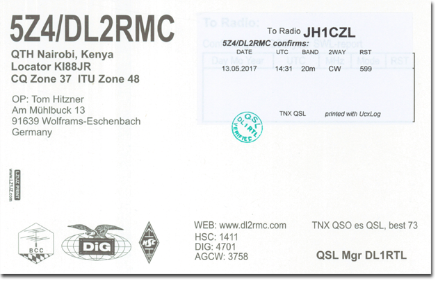 5Z4/DL2RMC - Kenya